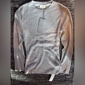 Poetry Light Gray Ribbed Knit Top